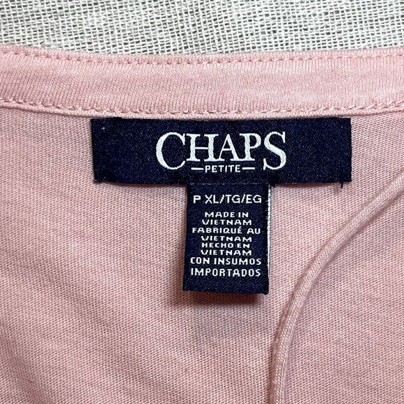 Chaps | Peach Ruffle Front 3/4 Sleeve Top | PXL - Picture 5 of 7